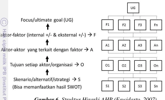 Gambar 6. Struktur Hirarki AHP (Fewidarto, 2007) 