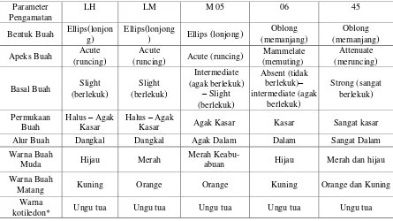 Tabel 2. Pengamatan morfologi buah dan biji 