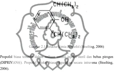 Gambar 2.1 Struktur kimia Propofol (Stoelting, 2006) 