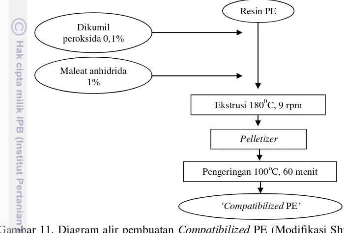 Gambar 11. Diagram alir pembuatan  Compatibilized PE (Modifikasi Shujun 