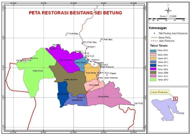 Gambar 1. Peta Kawasan Restorasi Sei Betung (Sumber : Gojali, 2014) 