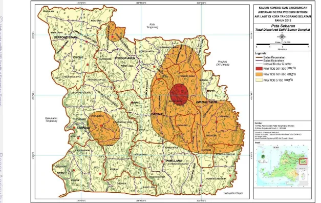Gambar 15. Peta zonasi TDS airtanah dangkal Kota Tangerang Selatan 