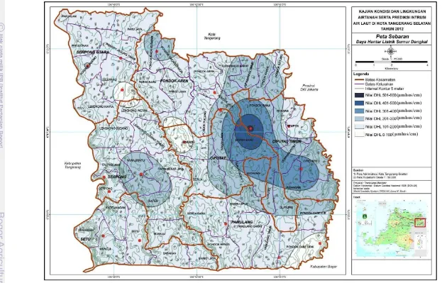 Gambar 17. Peta zonasi DHL airtanah dangkal Kota Tangerang Selatan 