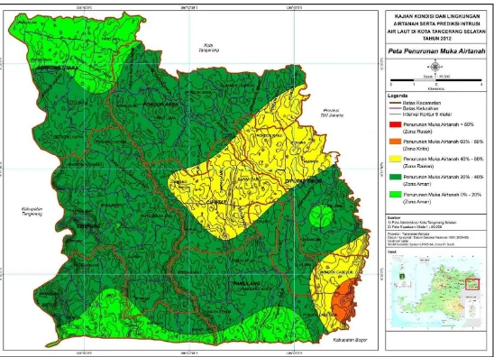 Gambar 24. Peta zonasi penurunan muka airtanah Kota Tangerang Selatan