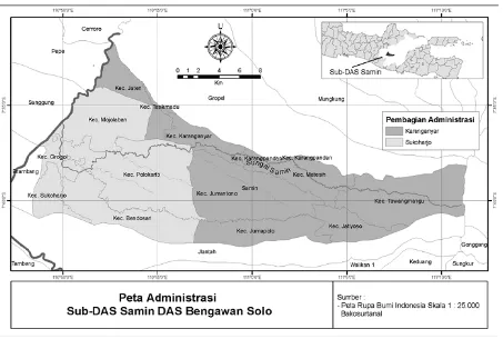 Fig. 1 Map of Samin Watershed, Central Java, Indonesia (Sudaryanto 2010) 