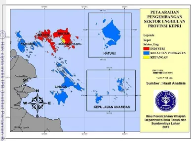 Gambar 7. Peta arahan pengembangan sektor unggulan di Provinsi Kepulauan Riau  