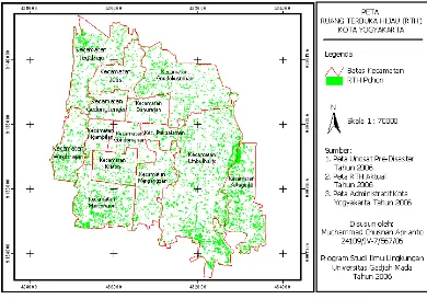 Gambar 1. Peta RTH Kota Yogyakarta Sebagai Wilayah Penelitian. 