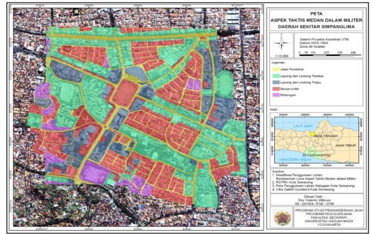 Gambar 2. Peta Aspek Taktis Medan Dalam Militer daerah Simpang Lima Kota Semarang. 