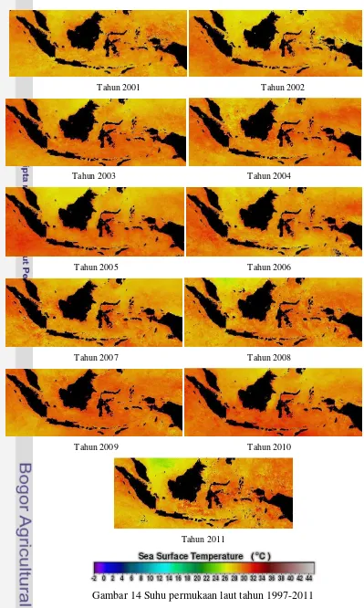 Gambar 14 Suhu permukaan laut tahun 1997-2011