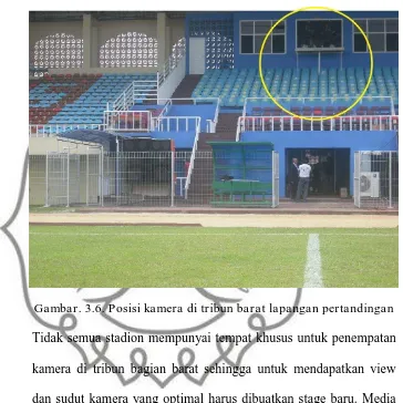 Gambar. 3.6. Posisi kamera di tribun barat lapangan pertandingan 