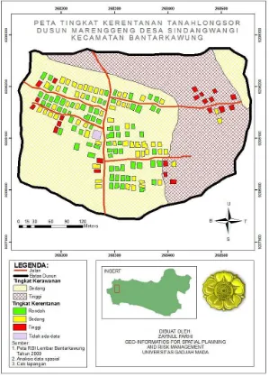Gambar 2. Peta tingkat kerentanan tanahlongsor Dusun Marenggeng 