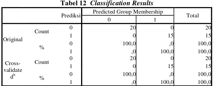 Tabel 12  Classification Results 