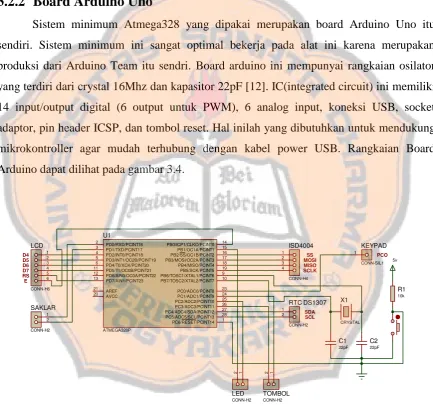 Gambar 3.4.Rangkaian board Arduino dengan ATmega328 [12]