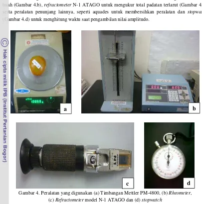 Gambar 4. Peralatan yang digunakan (a) Timbangan Mettler PM-4800, (b) Rheometer,  