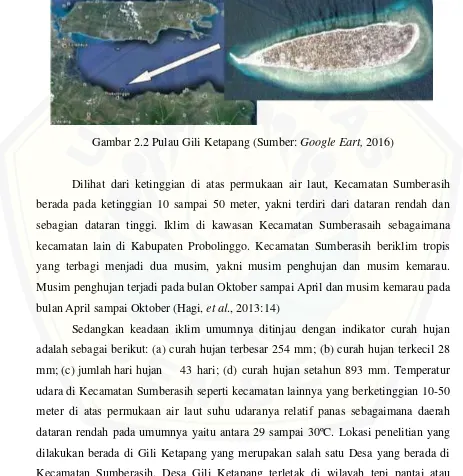 Gambar 2.2 Pulau Gili Ketapang (Sumber: Google Eart, 2016) 