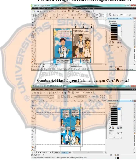 Gambar 4.5 Pengeditan Tata Letak dengan Corel Draw X5 