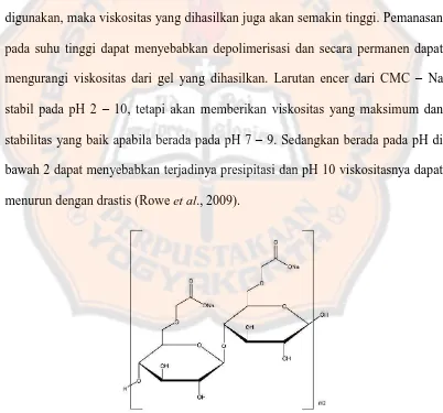 Gambar 4.  Struktur sodium carboxymethyl cellulose (Rowe et al., 2009). 