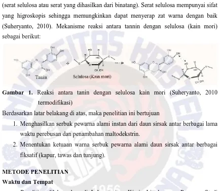 Gambar 1. Reaksi antara tanin dengan selulosa kain mori (Suheryanto, 2010 