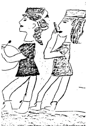Gambar 28. Gambar Yang Menunjukkan Perbedaan Anak Laki-laki dan Perempuan Dengan Ciri-Ciri Pakaian yang Rinci  (Sumber:  Lansing, 1976, Art, Artist, and Art Education)   