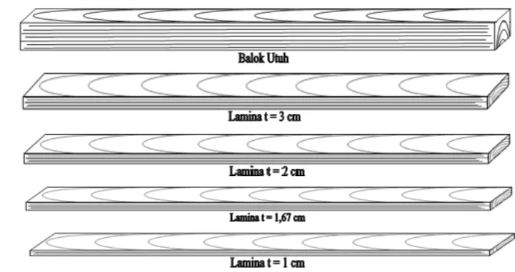 Gambar 2  Papan kontrol dan lamina berdasarkan ukuran ketebalan. 