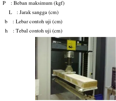 Gambar 8  (a) Contoh Uji, dan (b) pengujian keteguhan geser rekat 