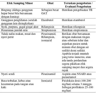 Tabel 2.2.  Efek samping Minor OAT 