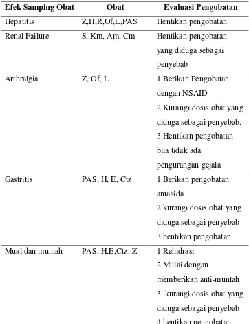 Tabel 2.3.  Efek Samping Obat TB MDR 