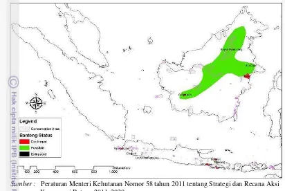 Gambar 2  Peta status sebaran banteng di Indonesia. 