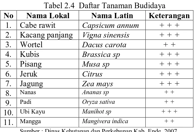 Tabel 2.4  Daftar Tanaman Budidaya Nama Latin Capsicum annum 