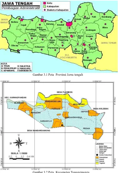 Gambar 3.1 Peta  Provinsi Jawa tengah 