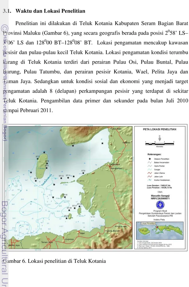 Gambar 6. Lokasi penelitian di Teluk Kotania