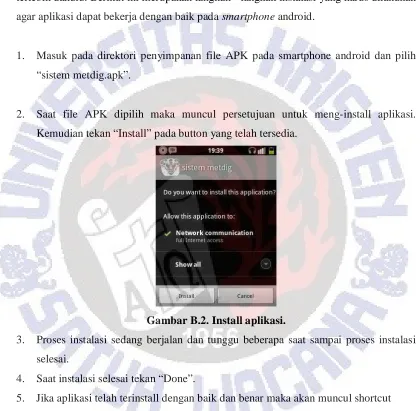 Gambar B.2. Install aplikasi. 