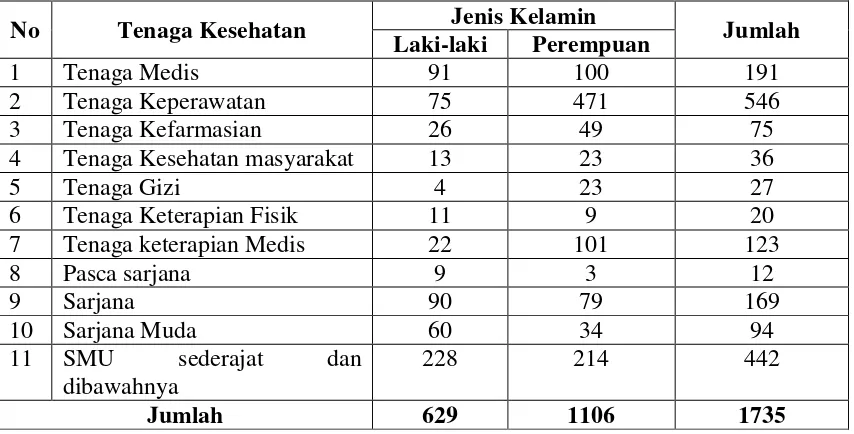 Tabel 4.1. Data Tenaga Kesehatan/Pegawai Rumah Sakit dr. Pirngadi Medan  