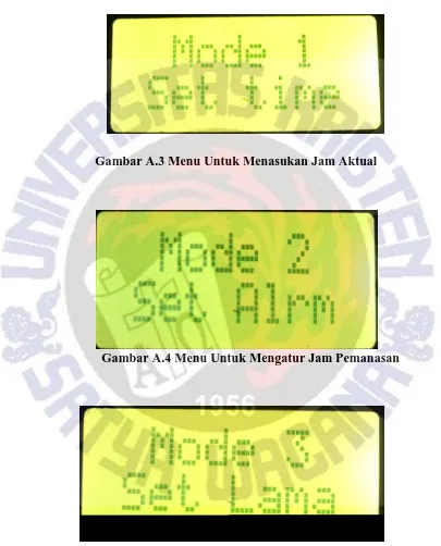 Gambar A.3 Menu Untuk Menasukan Jam Aktual 