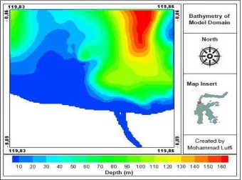 Figure 4. Bathymetry of Model Domain The Patterns of Cohesive Sediment Transport on the   Horizontal Cross Section  