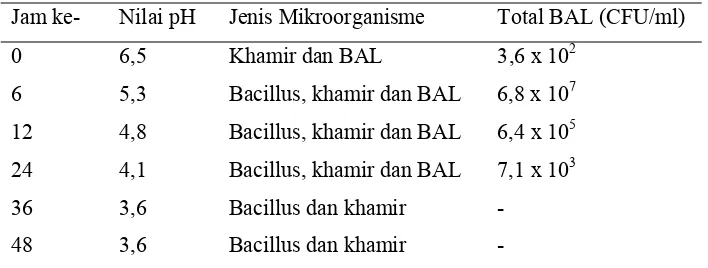 Tabel 7. Isolat Mikroorganisme dari Nira Lontar pada Berbagai Waktu Fermetasi 