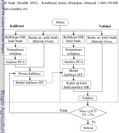 Gambar 9  Kalibrasi dan validasi NIR dengan metode JST. 