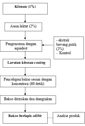 Gambar 8 Diagram pembuatan bakso dengan  edible coating  kitosan 
