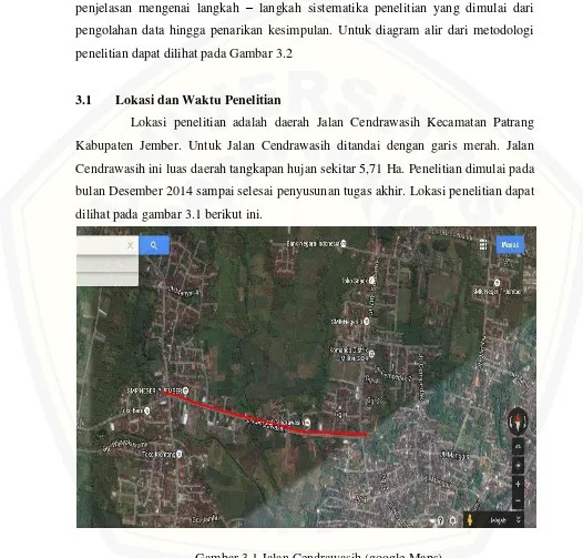 Gambar 3.1 Jalan Cendrawasih (google Maps) 