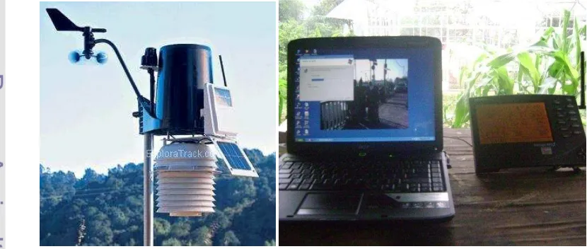 Gambar 5.  Weather station merk Davis tipe 6163 dan Wireless Vantage Pro2  beserta komputer yang digunakan