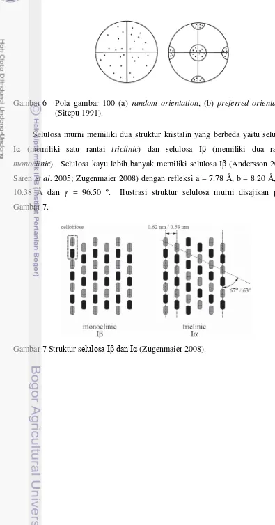 Gambar 6  Pola gambar 100 (a) random orientation, (b) preferred orientation 