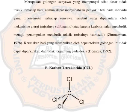 Gambar 4. Struktur karbon tetraklorida (Dirjen POM, 1995) 
