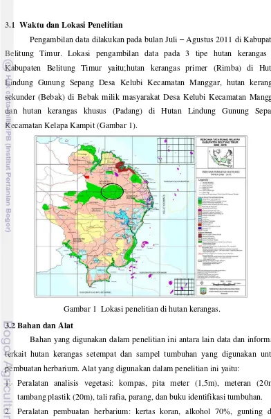 Gambar 1  Lokasi penelitian di hutan kerangas. 