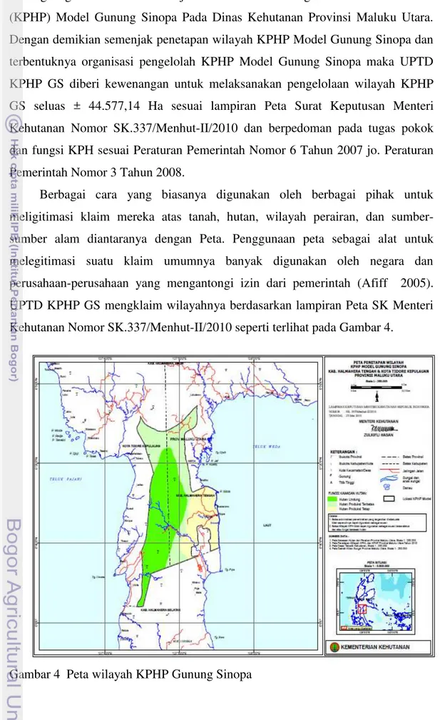 Gambar 4  Peta wilayah KPHP Gunung Sinopa  