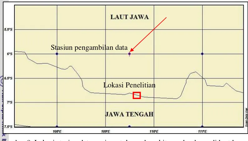 Gambar 8. Lokasi stasiun data angin untuk pembangkitan gelombang di laut lepas 