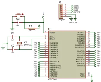 Gambar 3.2 Rangkaian Sistem Minimum ATMega 32 