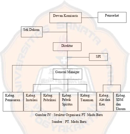Gambar IV : Struktur Organisasi PT. Madu Baru 