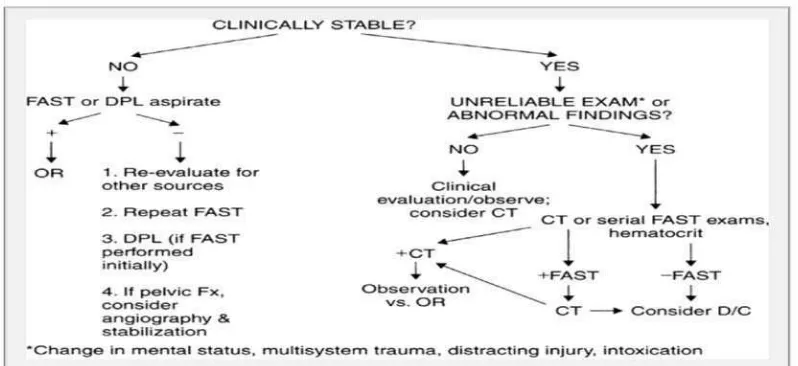 Gambar 2.3. Algoritme diagnosa trauma tumpul abdomen (Butt, Zacharias dan 