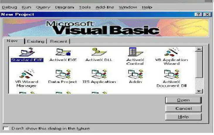 Gambar 3.2 Tampilan Pertama Project Microsoft Visual Basic 6.0 