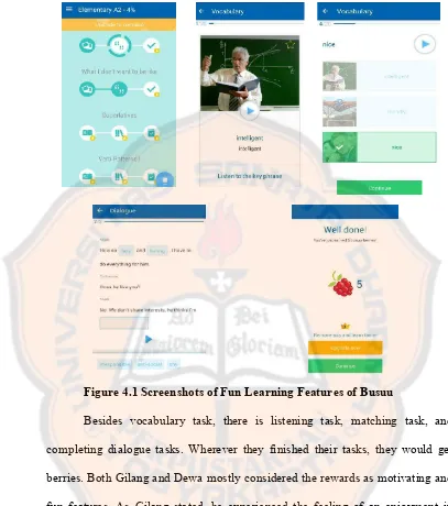 Figure 4.1 Screenshots of Fun Learning Features of Busuu 